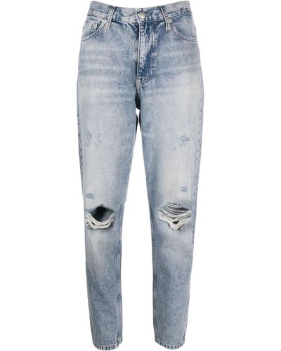 Calvin Klein Ripped-detailing Tapered Jeans - Blue