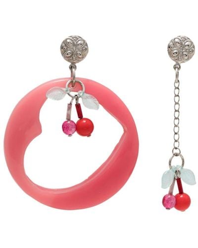 Amir Slama Cherry-motif Asymmetric Earrings - Pink