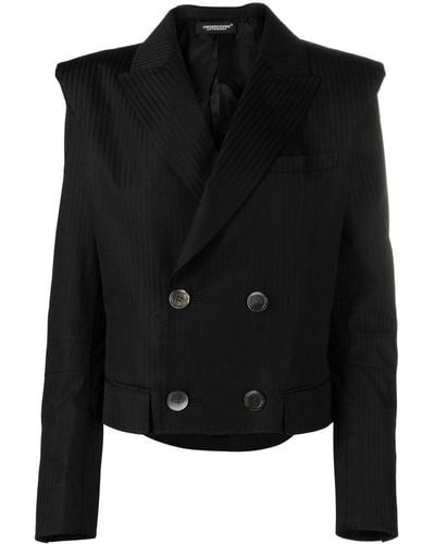 Undercover Double-breasted Cropped Blazer - Black