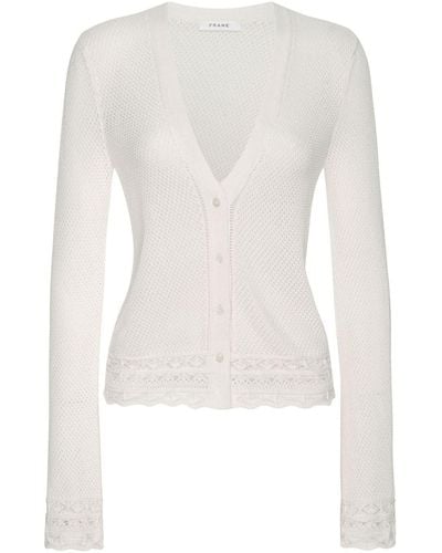 FRAME Pointelle-knit Buttoned Cardigan - White