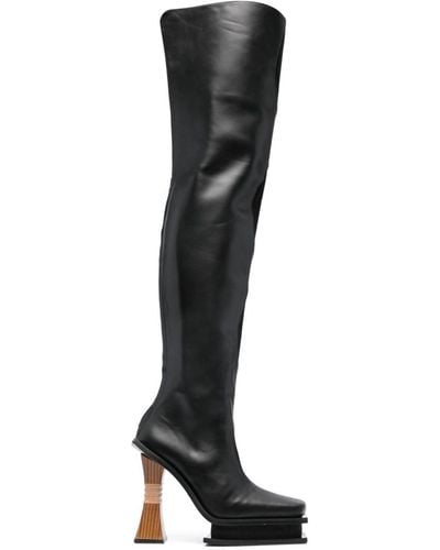 Ahluwalia Veena 120mm Leather Knee Boots - Black