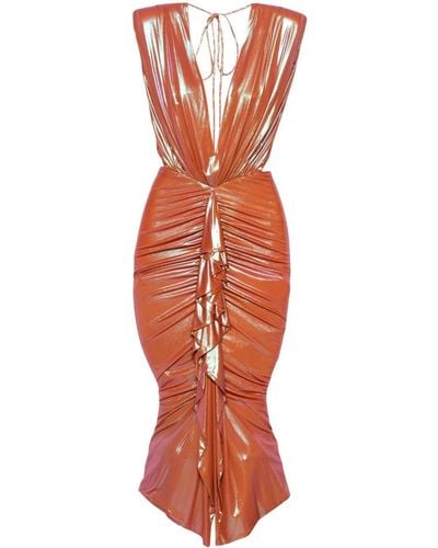 Alexandre Vauthier Draped-detail Dress - Orange