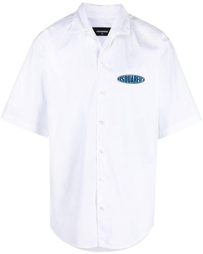 DSquared² Logo Print Short Sleeve Shirt - White