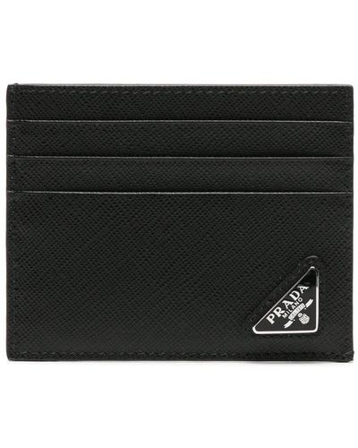 Prada Logo-appliqué Leather Cardholder - Men's - Calf Leather - Black