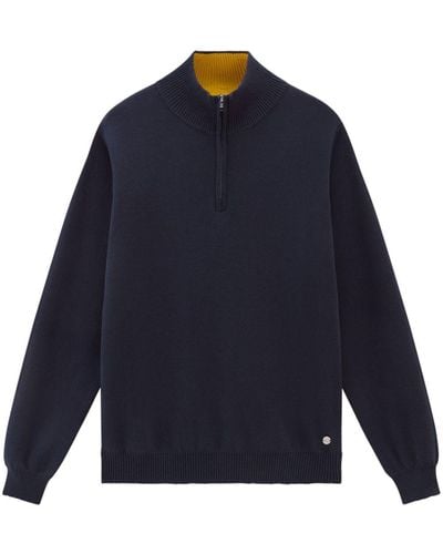 Woolrich Logo-plaque Half-zip Sweater - Blue
