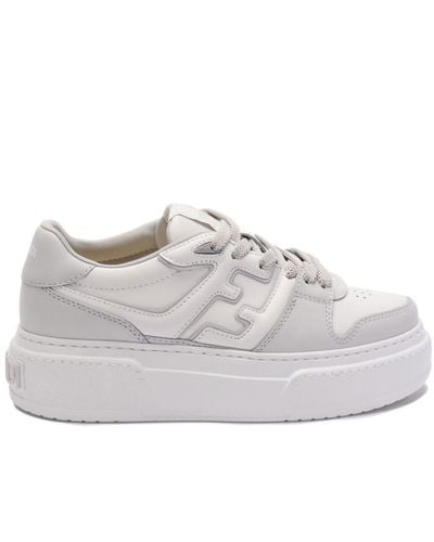 Fendi Ff-Monogram Paneled Sneakers - White