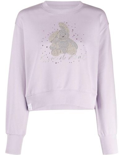 Izzue Bunny-embroidered Crew-neck Sweatshirt - Pink