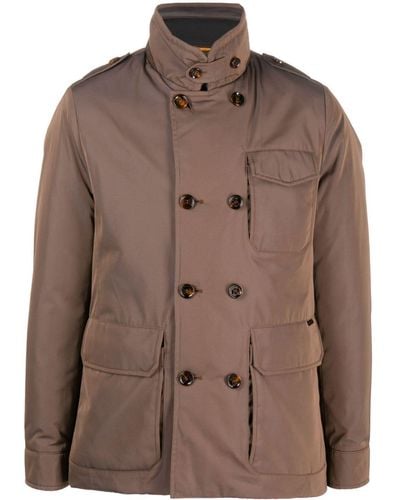 Moorer Double-breasted Padded Jacket - Brown