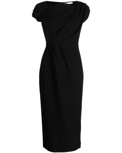 Rachel Gilbert Lukas Pleat Detail Midi Dress - Black