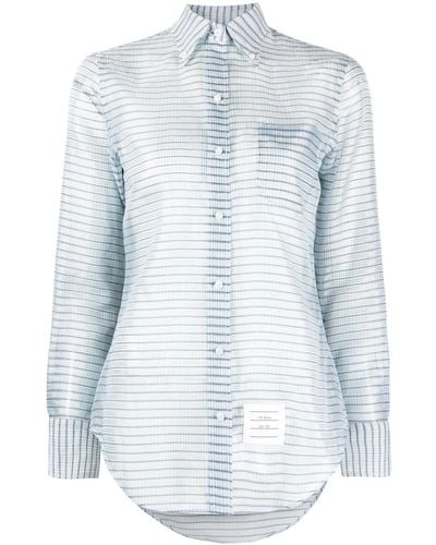 Thom Browne Check-pattern Easy-fit Shirt - Blue