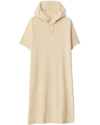 Burberry Towelling Hooded Cotton Dress - Natural