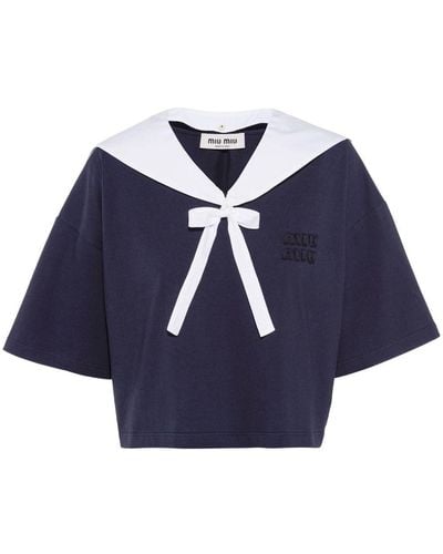Miu Miu Sailor-collar T-shirt - Blue