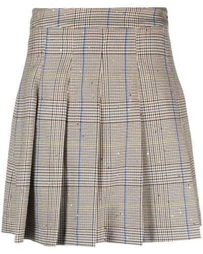Manuel Ritz Plaid-check Pattern High-waist Skirt - Natural