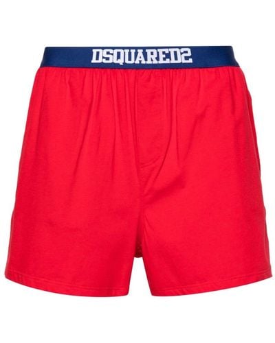 DSquared² Boxer en coton à taille logo - Rouge