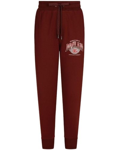 Dolce & Gabbana Logo-print Cotton Track Pants - Red