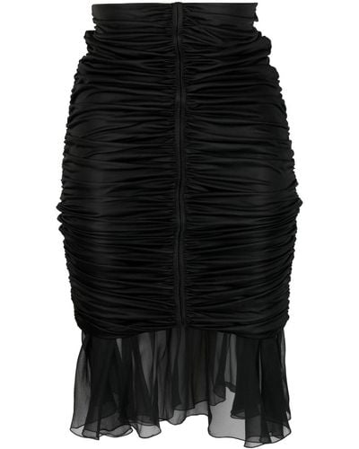 Blumarine Silk Ruched Pencil Skirt - Black