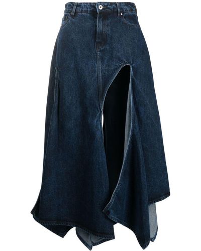 Y. Project High-waist Cut-out Denim Skirt - Blue