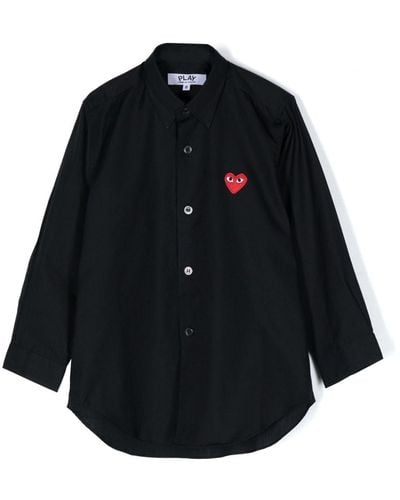 COMME DES GARÇONS PLAY Heart-embroidered Cotton Shirt - Black