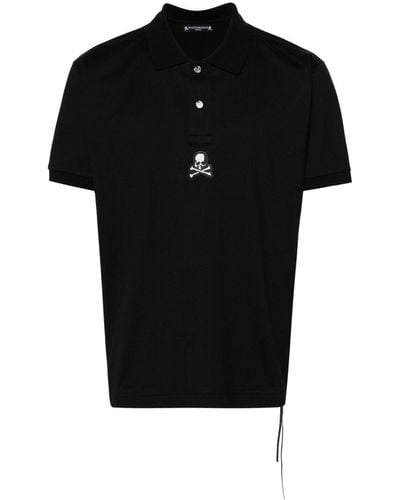 Mastermind Japan Poloshirt mit Totenkopf-Patch - Schwarz