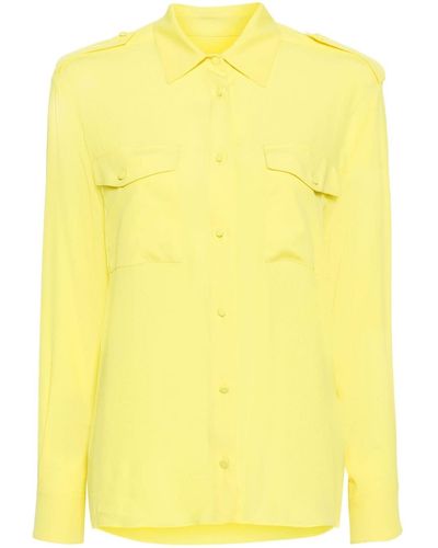 MSGM Spread-collar Long-sleeve Shirt - Yellow