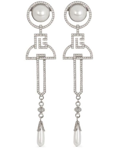 Balmain Art Deco Clip-on Earrings - White