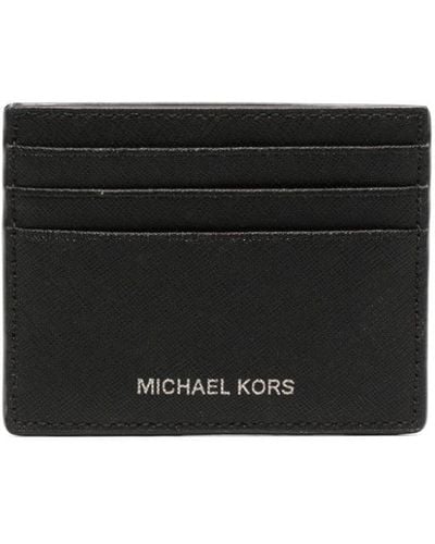 Michael Kors Logo-print Leather Card Holder - Black