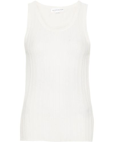 Victoria Beckham Striped Fine-knit Tank Top - White
