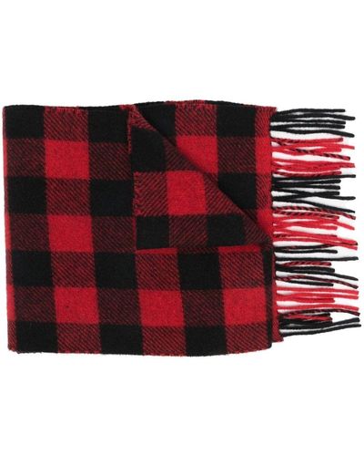 Woolrich Karierter Schal mit Fransen - Rot