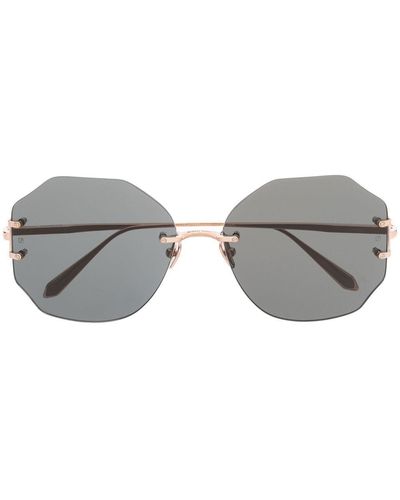 Linda Farrow Lisette Geometric-frame Sunglasses - Metallic