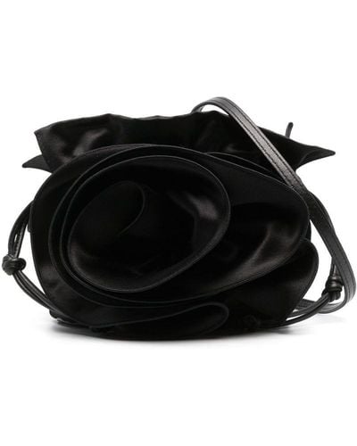 Magda Butrym Magda Satin Flower Bucket Bag - Black