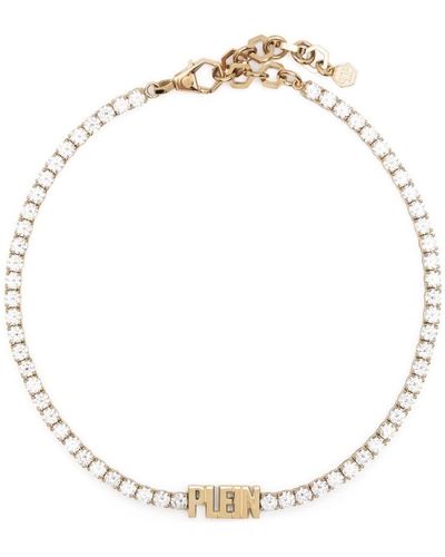 Philipp Plein Crystal-embellished Logo Necklace - White