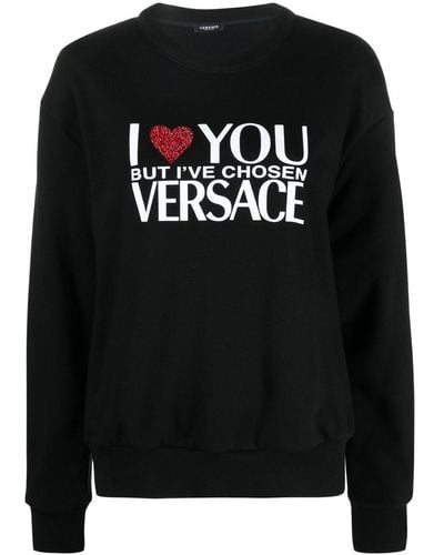 Versace Sweatshirt mit Slogan-Print - Schwarz