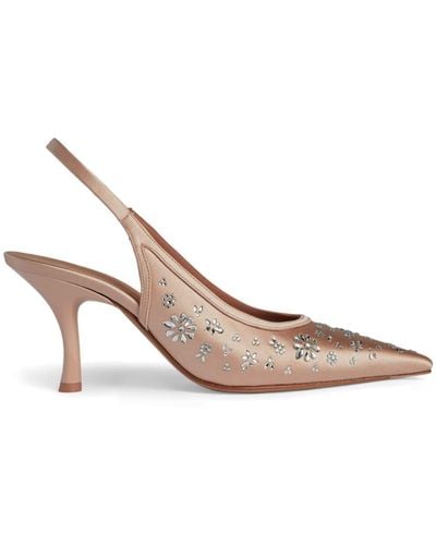 Malone Souliers Cameron 70mm Crystal-embellished Pointed Court Shoes - Natural