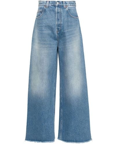 Gucci Weite Horsebit High-Rise-Jeans - Blau