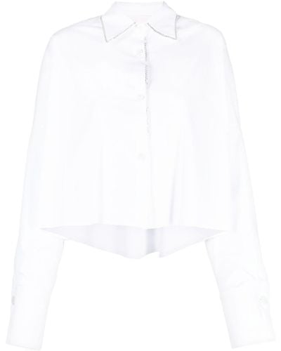 Genny Embellished-trim Cropped Shirt - White