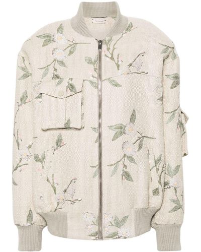 The Mannei Le Mans Embroidered Bomber Jacket - Natural