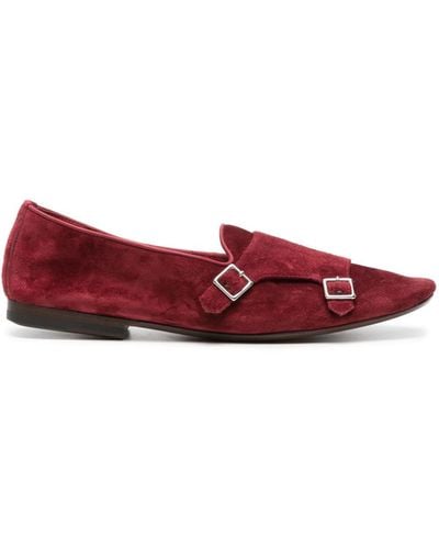 Henderson Monk-strap Suede Slippers - Red