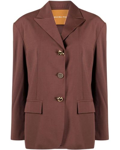 Rejina Pyo Blazer monopetto Enzo - Marrone