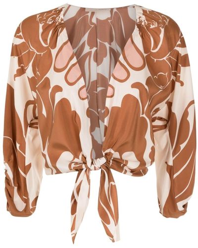 Adriana Degreas Graphic-print V-neck Top - Brown