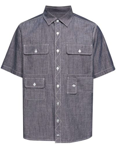 Alpha Industries Multi-pocket Cotton-chambray Shirt - Blue