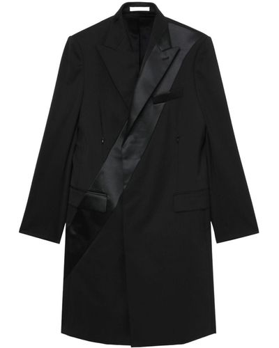 Helmut Lang Stripe-detail Off-centre Coat - Black