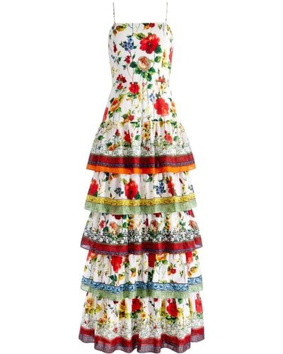 Alice + Olivia Midi-jurk Met Bloemenprint - Wit