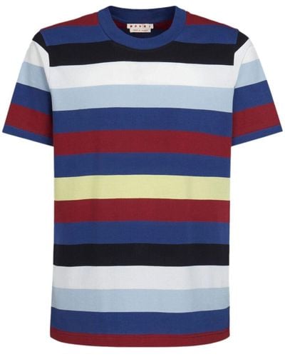 Marni Striped Cotton T-shirt - Blue