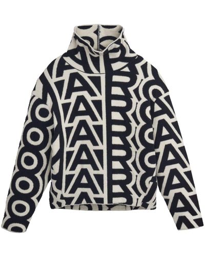 Marc Jacobs Flock Monogram Funnel Sweatshirt - Black