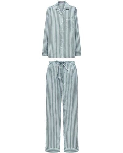 12 STOREEZ Striped Cotton Pyjama Set - Blue