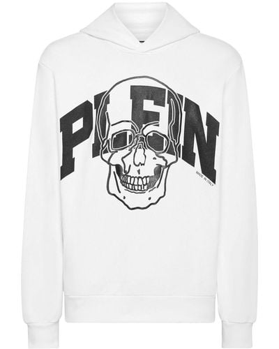 Philipp Plein Skull logo-print cotton hoodie - Grau