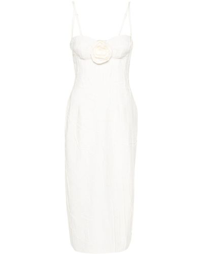 Blumarine Vestido midi con apliques florales - Blanco