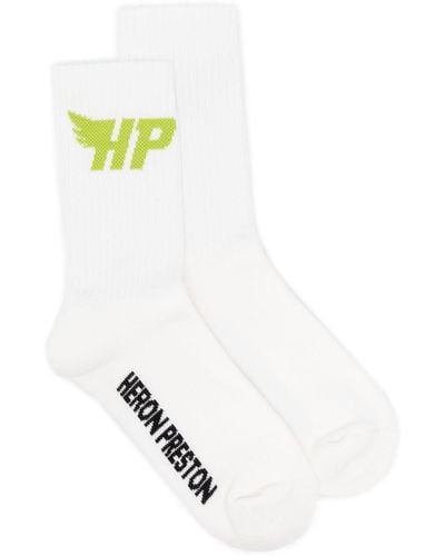 Heron Preston Hp Fly Logo-intarsia Socks - White