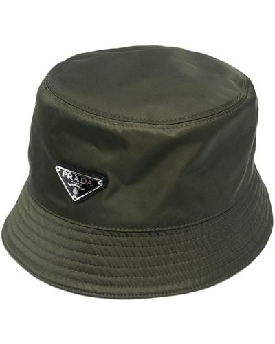 Prada Cappello bucket con placca logo - Verde