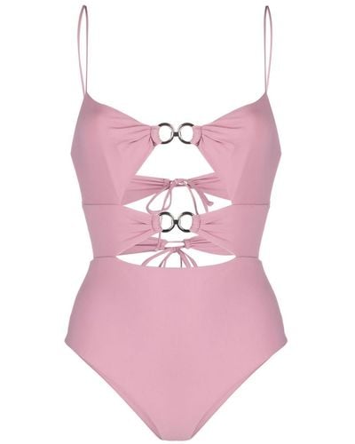 Nensi Dojaka Double-ring Draped Swimsuit - Pink